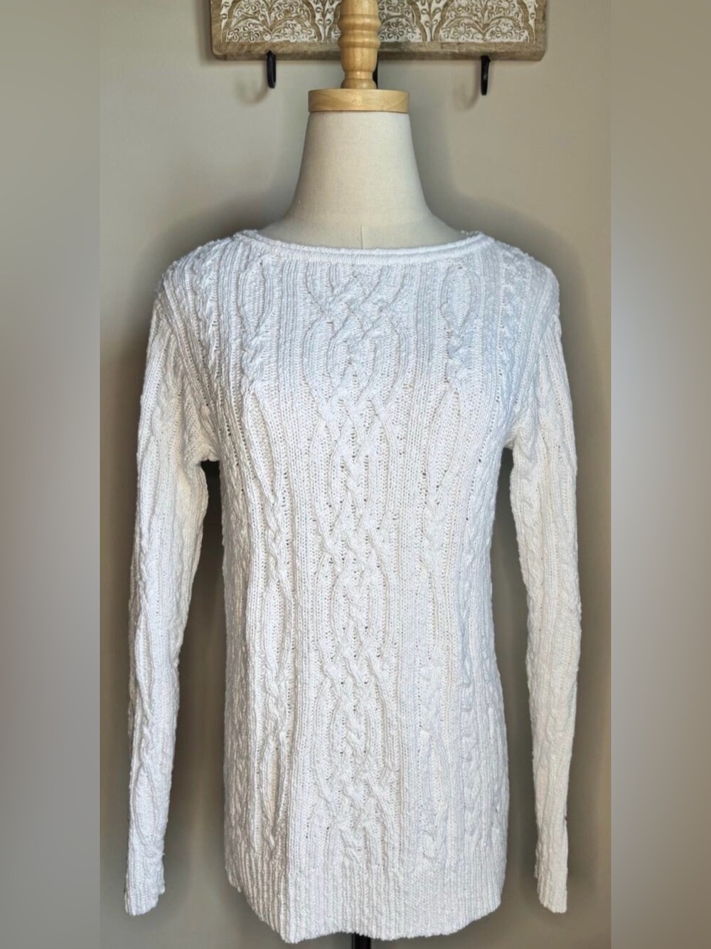 J.Jill White Cable Knit Pullover Sweater sz XS